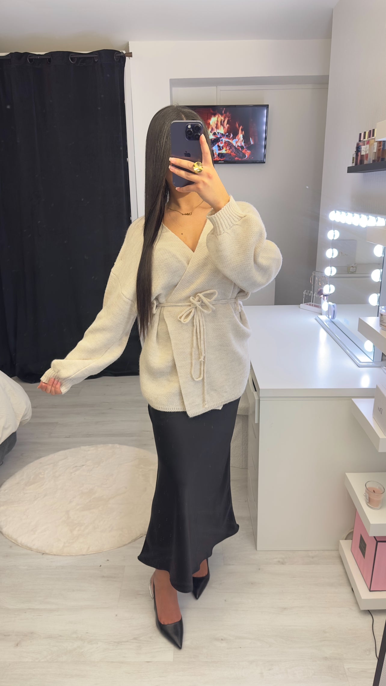 PULL CACHE-CŒUR BEIGE